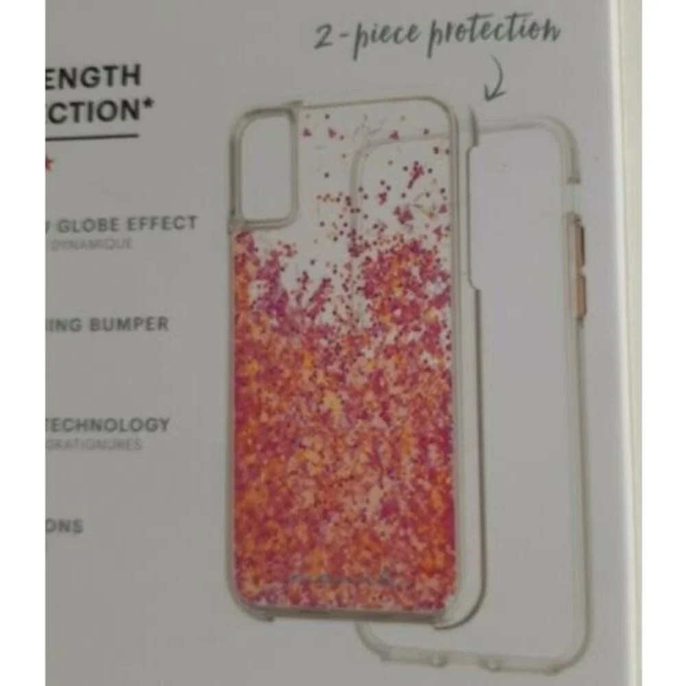 Case-Mate Waterfall Glow Pink Glitter Case For iPhone X/Xs Glow in the Dark New